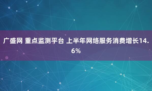 广盛网 重点监测平台 上半年网络服务消费增长14.6%